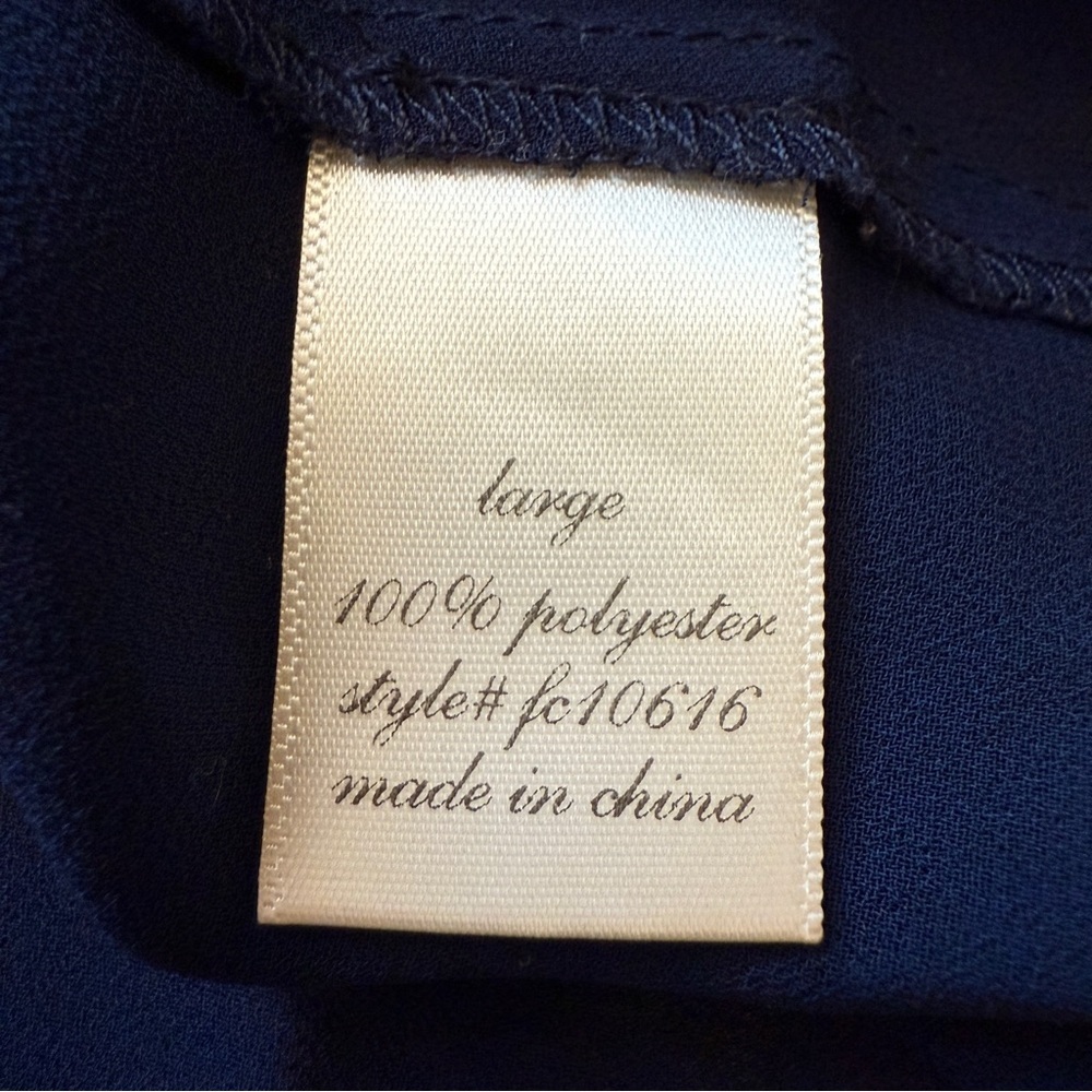 Blue‎ Rain Sheer Top Size Large Sleeveless Embroidered Chevron Navy Blue Teal - Picture 8 of 10